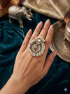 Oxidized Peacock Design with Pearls Ring