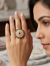 Meraki Ruby Emerald Kundan Gold Ring