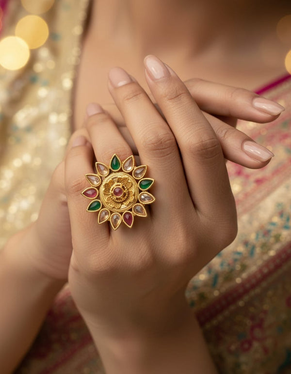Gold Plated Flower Ring