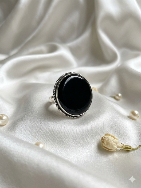 Meraki Silver Plated Round Shaped Ring