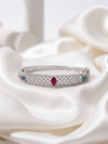 Meraki Silver Plated Multicolor Stone Bracelet With AD Stone