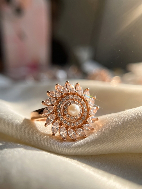 Trends Gold Toned Stone Studded Adjustable Ring