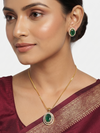 Meraki Gold plated Studded Pendant Sets with Earrings