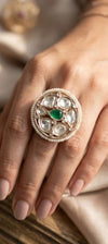 Brass Kundan Adjustable Ring