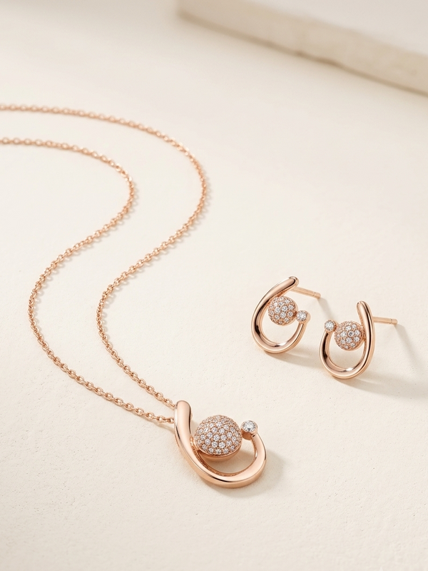 Meraki Gold Plated Studded Pendant with Earrings Sets
