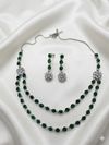 Green And White Double Layer Diamond Necklace