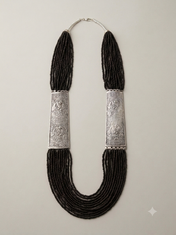 Silver-Plated Tribal Beads Necklace