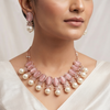 Pink Tone American Diamond Studded Necklace Set
