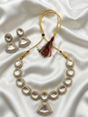 Meraki Gold Kundan Jadau Necklace Set with Drop Earrings