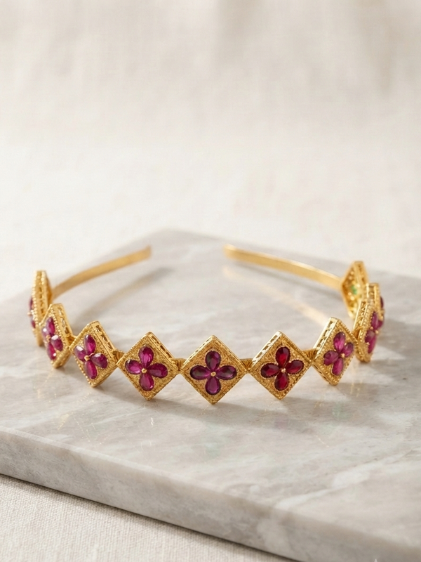 Meraki Multi Color Stone Matha Patti Hairband