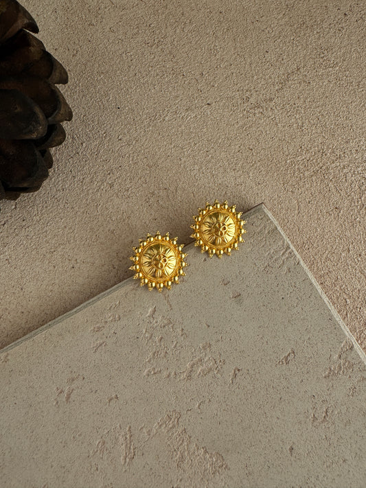 Round Gold Plated Stud Earrings