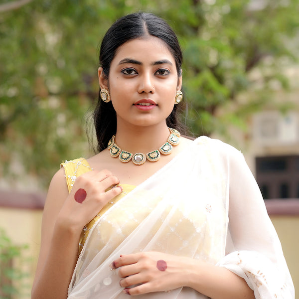 Meraki Beautifully Crafted Nacklace Set with AD Stone