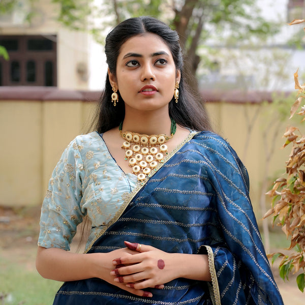 Meraki Gold Plated Rajwada Style Choker Set