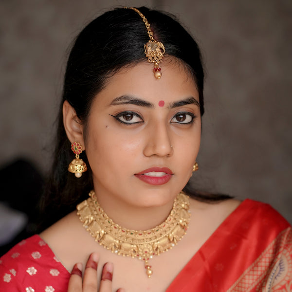 Gold Plated Elephant Design Choker Set