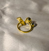 Pearl And Stone Gold Plated Adjustable Ring