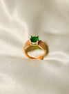 Green Stone Rose Gold Diamond Ring