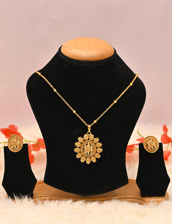 Siya Ram Gold Plated Pendent Set