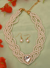 Pearl Braid With Heart Necklace Set
