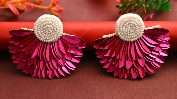 Multi Colour Beads Feather Earrings