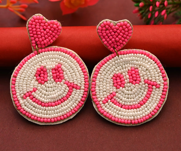 Handmade Beaded Smiley Earrings