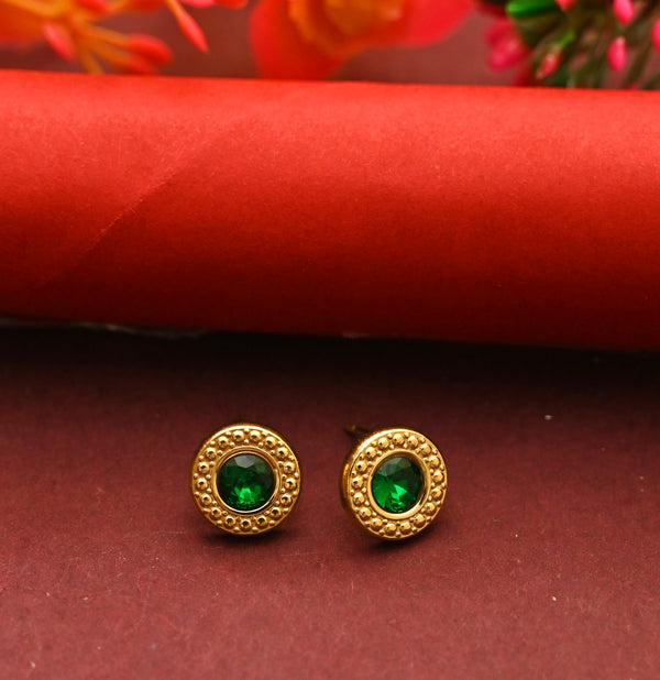 Emerald Green Round Studs