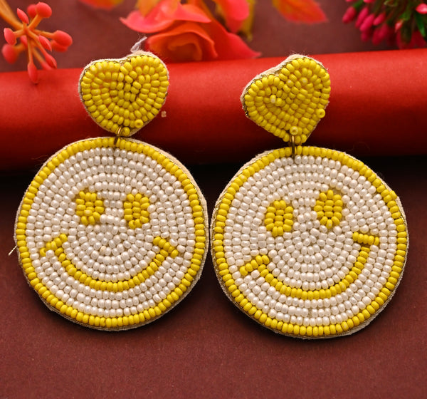 Handmade Beaded Smiley Earrings