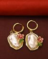 Korean Flower And Pearl Earrings