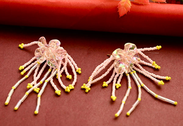 Vintage Beaded Flower Earrings