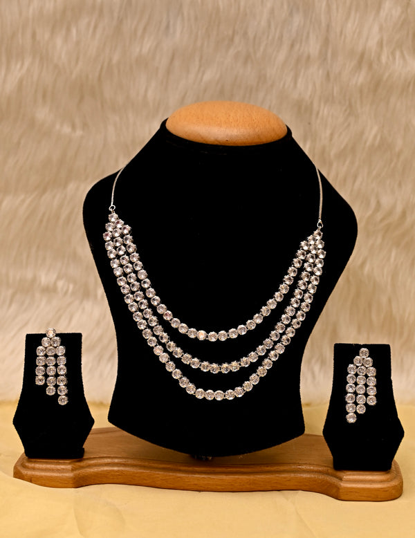 Three Layer Stunning Diamond Necklace