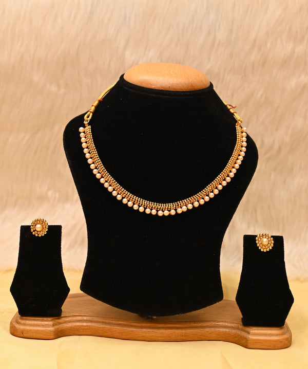 Gold Plated Pearl Choker Set