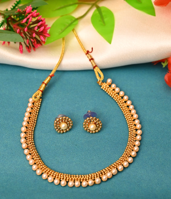Gold Plated Pearl Choker Set