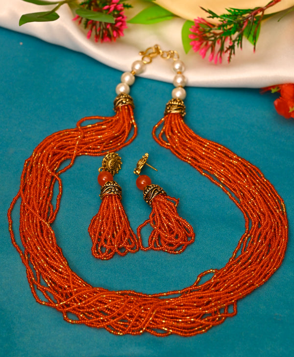 Buy Multilayered Jadua Kundan mala with Earrings