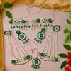 Blossom Charm: Green Handmade Beaded Floral Jewellery Set for Haldi & Mehndi