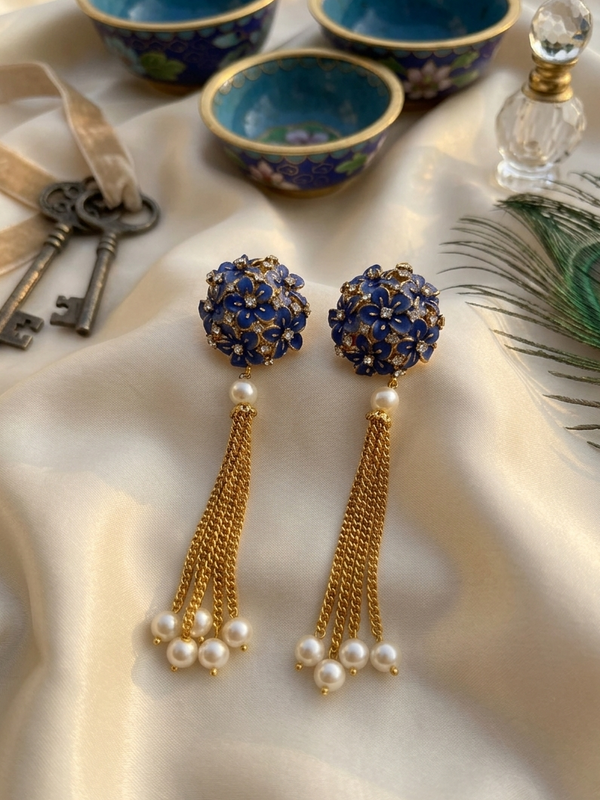 Pearl Drop Stone Earrings