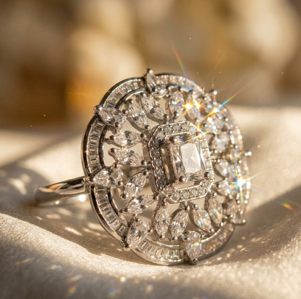 Sovar Elegant American diamond Cocktail Ring