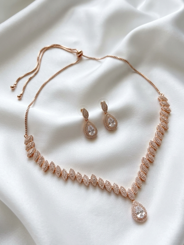 American Diamond Necklace Set with Earrings