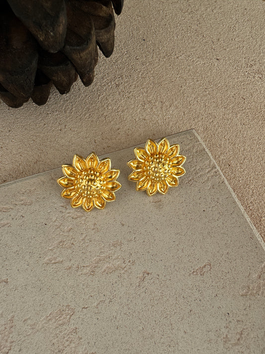 Floral Gold Stud Earrings