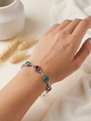 Oxidized Sterling Silver Garnet Handmade Bracelet