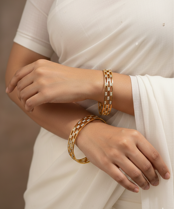 Gold Plated AD Stone Daily Wear Fancy Bangles