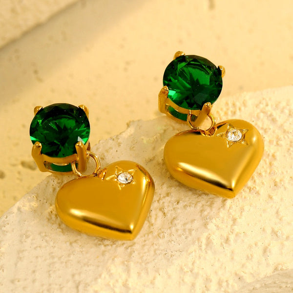 Anti-Tarnish Golden Heart Earrings