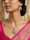 Floral Design Silver AD Pendant Set