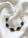 Oxidized Sterling Silver Garnet Handmade Bracelet