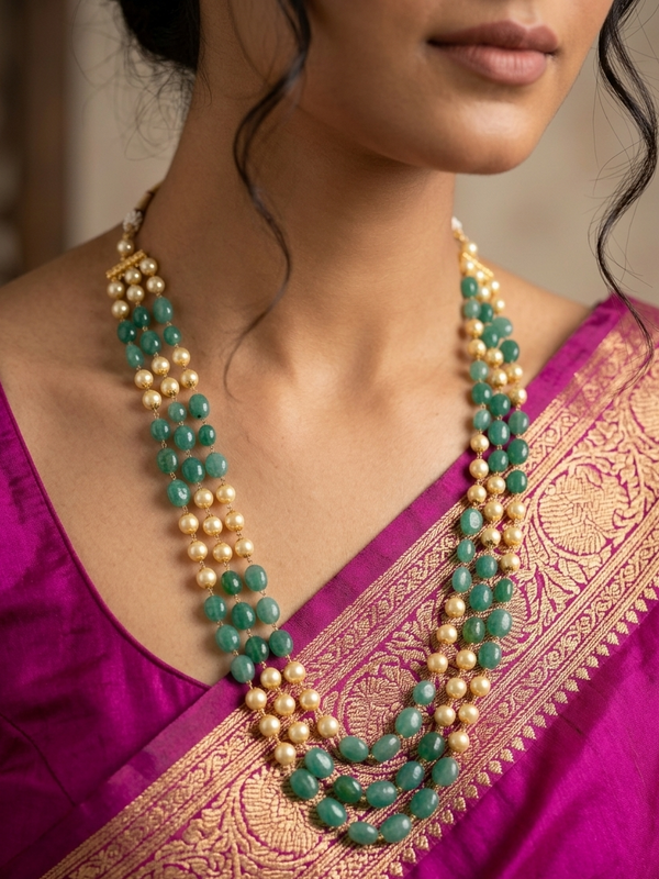 Blue Green Beads Necklace