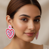 Crunchy Fashion Beaded Heart Shaped Drop Earring