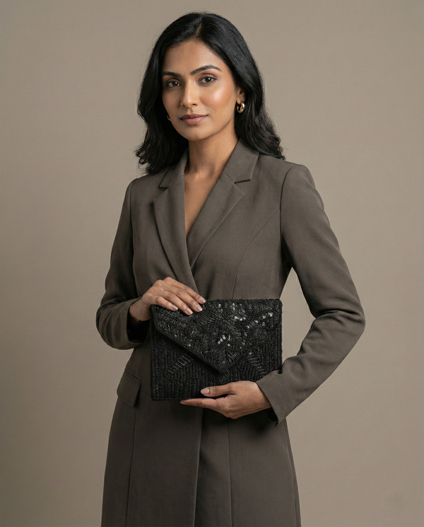 Black Beaded Sling Bag