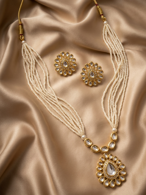 Elegant Kundan Pearl Mala