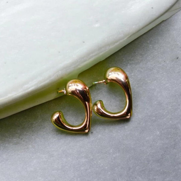Curved V Golden Earrings