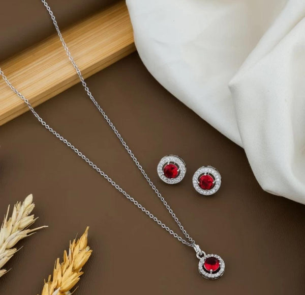 Sparkling Round Cut CZ Pendant Sets