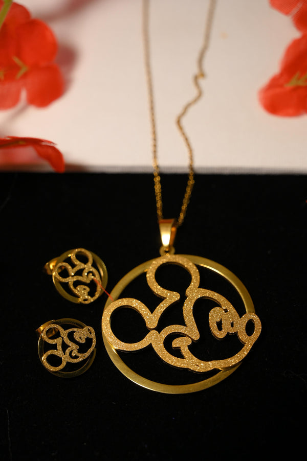 Micky Mouse Gold Plated Pendant Set
