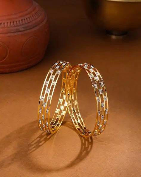 Gold Plated AD Stone Daily Wear Fancy Bangles